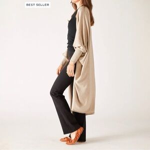 Mersea Chelsea Longline Kimono Open Front Cardigan in Mink